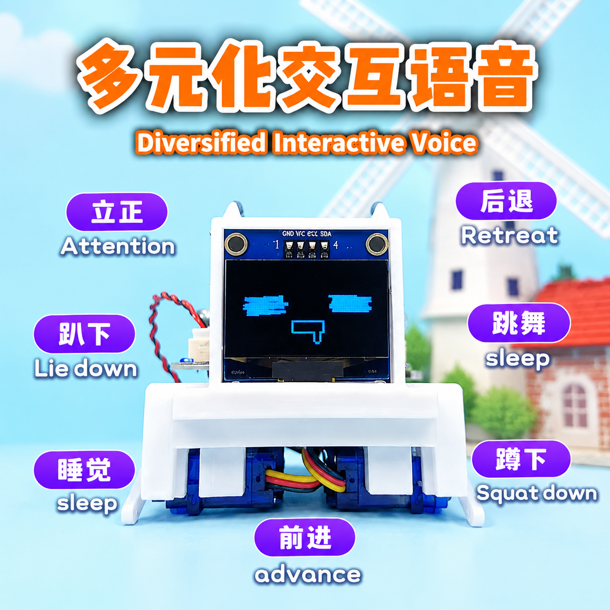 Mambo DIY Smart Robot Dog Kit, Voice Command Quadruped Mechanical Puppy, Desktop Electronic Pet, Creative Gift for Kids & Friends