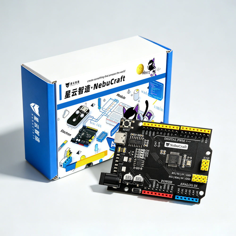 NebuCraft UNO R3 Board, ATmega328P Microcontroller Development Board, Compatible withArduino IDE, DIY Electronic Circuit Board for Robotics, STEAM Learning and Electronic Projects